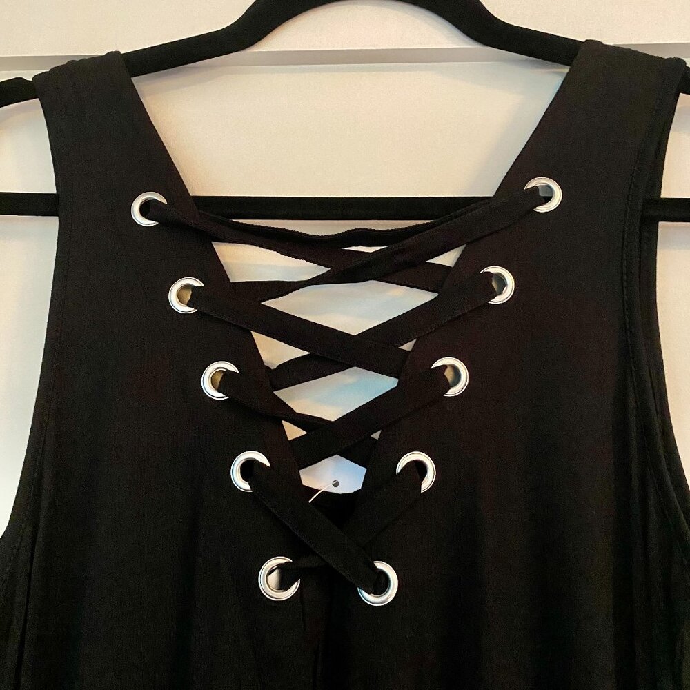 Brand new black maxi dress with lace-up back detail size M
